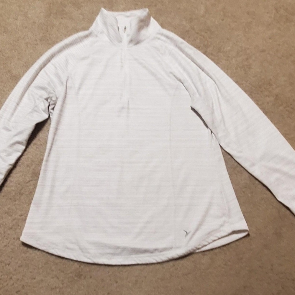 Old Navy White 1/4 Zip Semi-Fitted Pullover Womens Large
